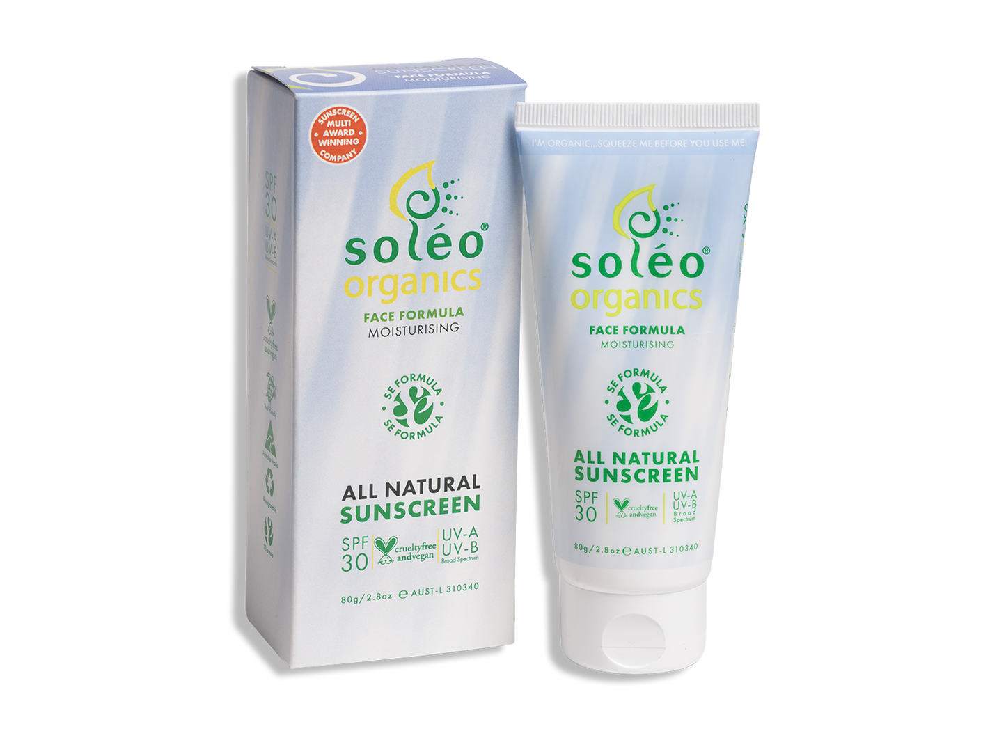 Soleo Organics FACE formula SPF30 Sunscreen - 80g